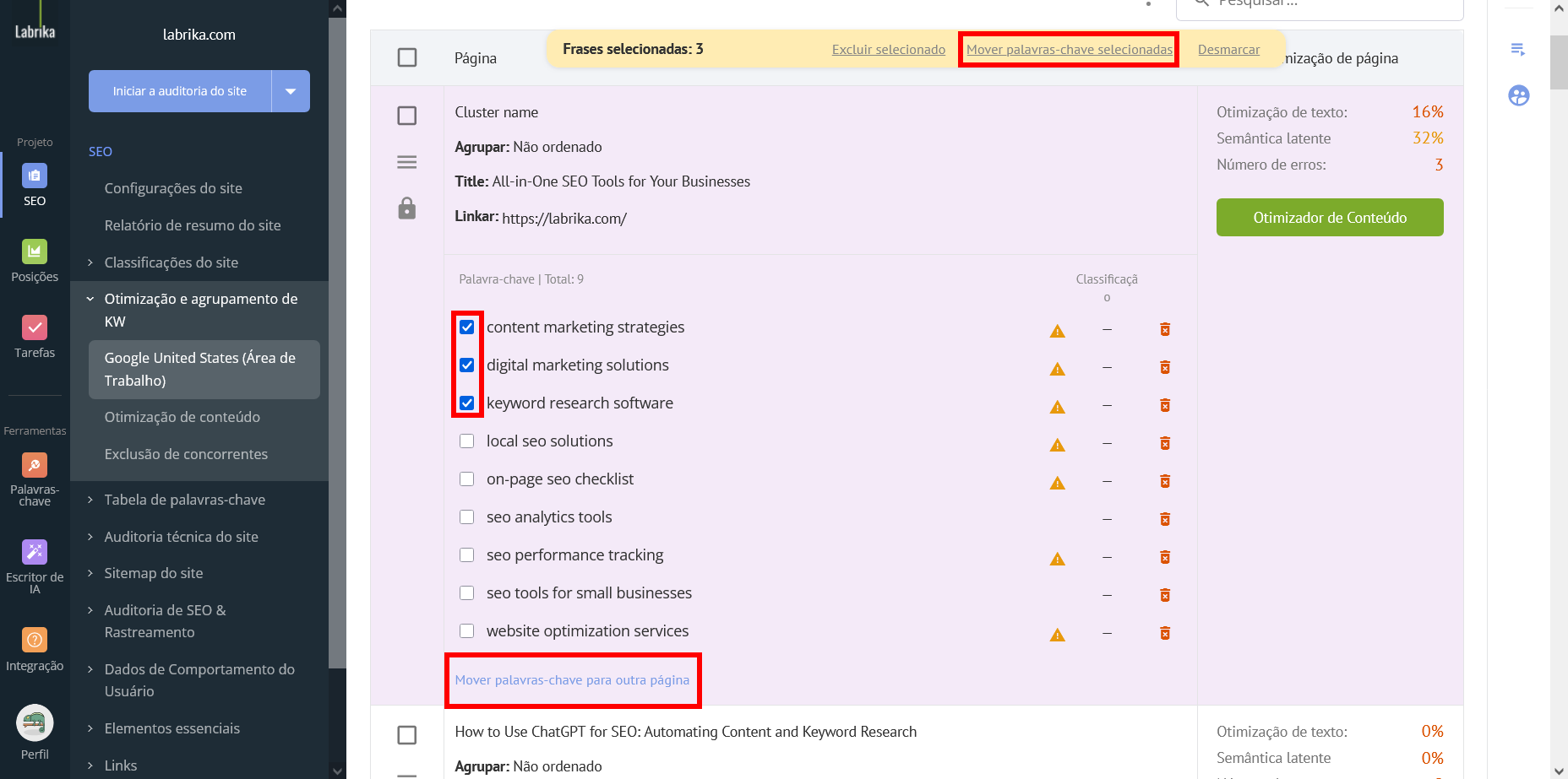Entendendo o Agrupamento de Palavras-Chave no Labrika