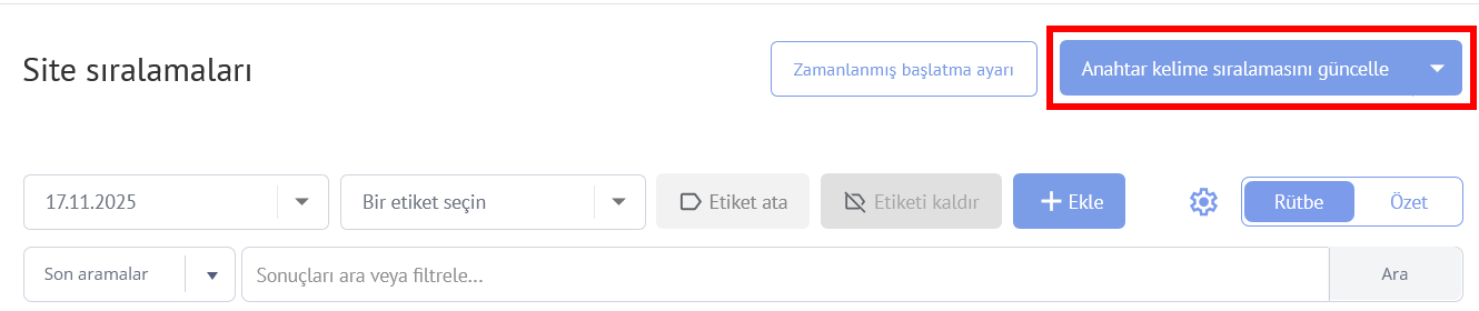 Anahtar Kelime Sıralama Bilgi ve Raporlama Kılavuzu