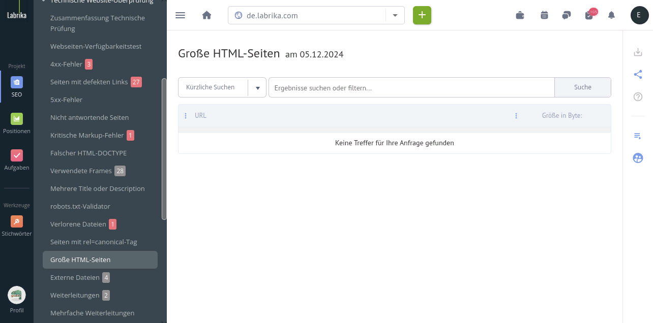 Große HTML-Seiten