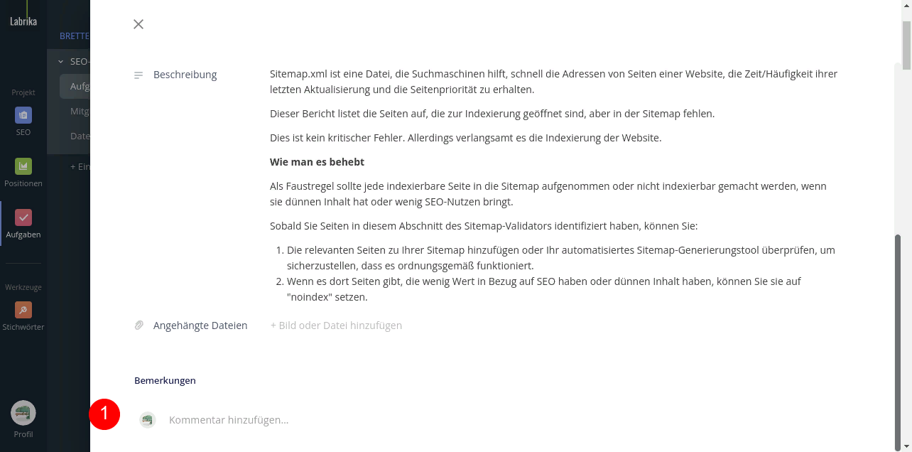 Kommentare zu Aufgaben