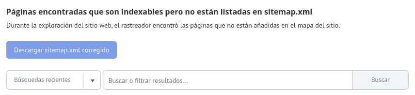 Páginas encontradas que son indexables pero no están listadas en sitemap.xml