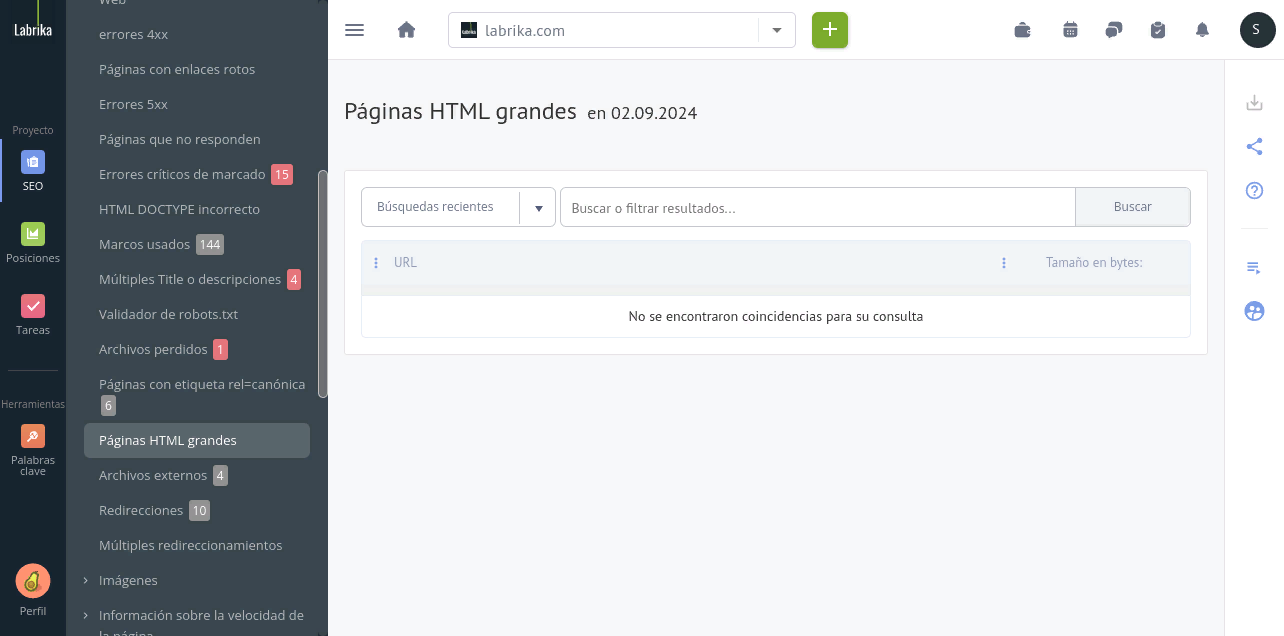 Páginas HTML grandes