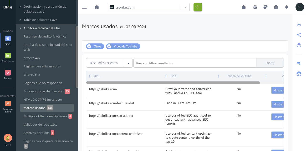 Marcos utilizados