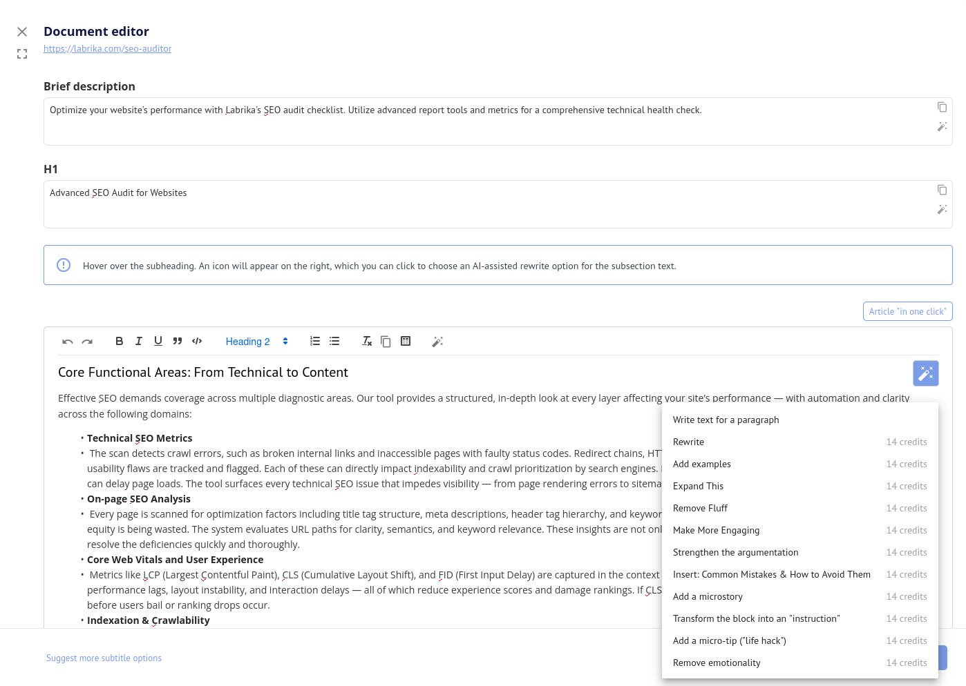 Interactive editor